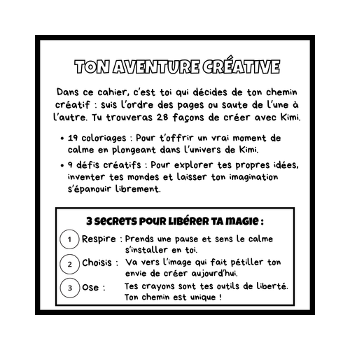 Mon cahier créatif et coloriage avec Kimi - tome 1